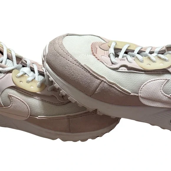 Nike Women's Air Max 90 Futura Low-Top Sneakers in Blush Pink and Cream - Picture 7 of 11
